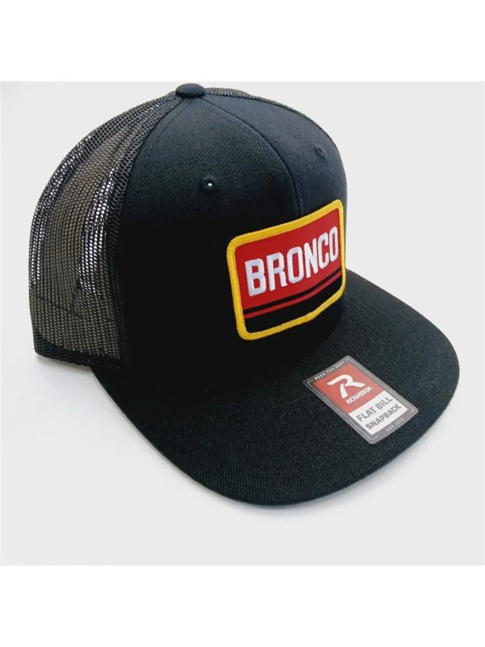 Retro Bronco Embroidered Patch Trucker Hat Richardson Flat Bill Snapback Cap 80s